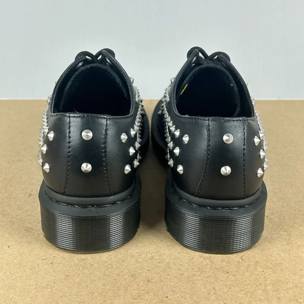Dr Martens 1461 Stud Leather Oxford Shoes Womens 7 Black Silver Studded Spikes - Picture 4 of 10